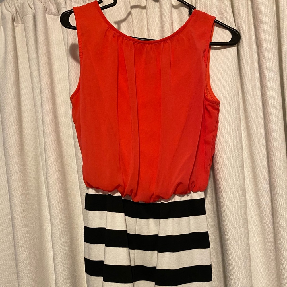Chiffon top, nylon bottom dress